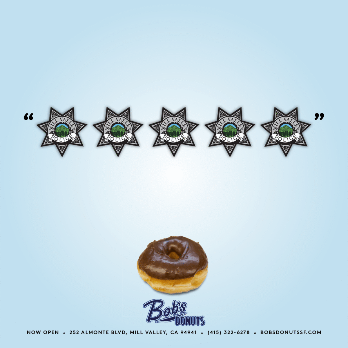 5 sherif badges for marin county donut shop