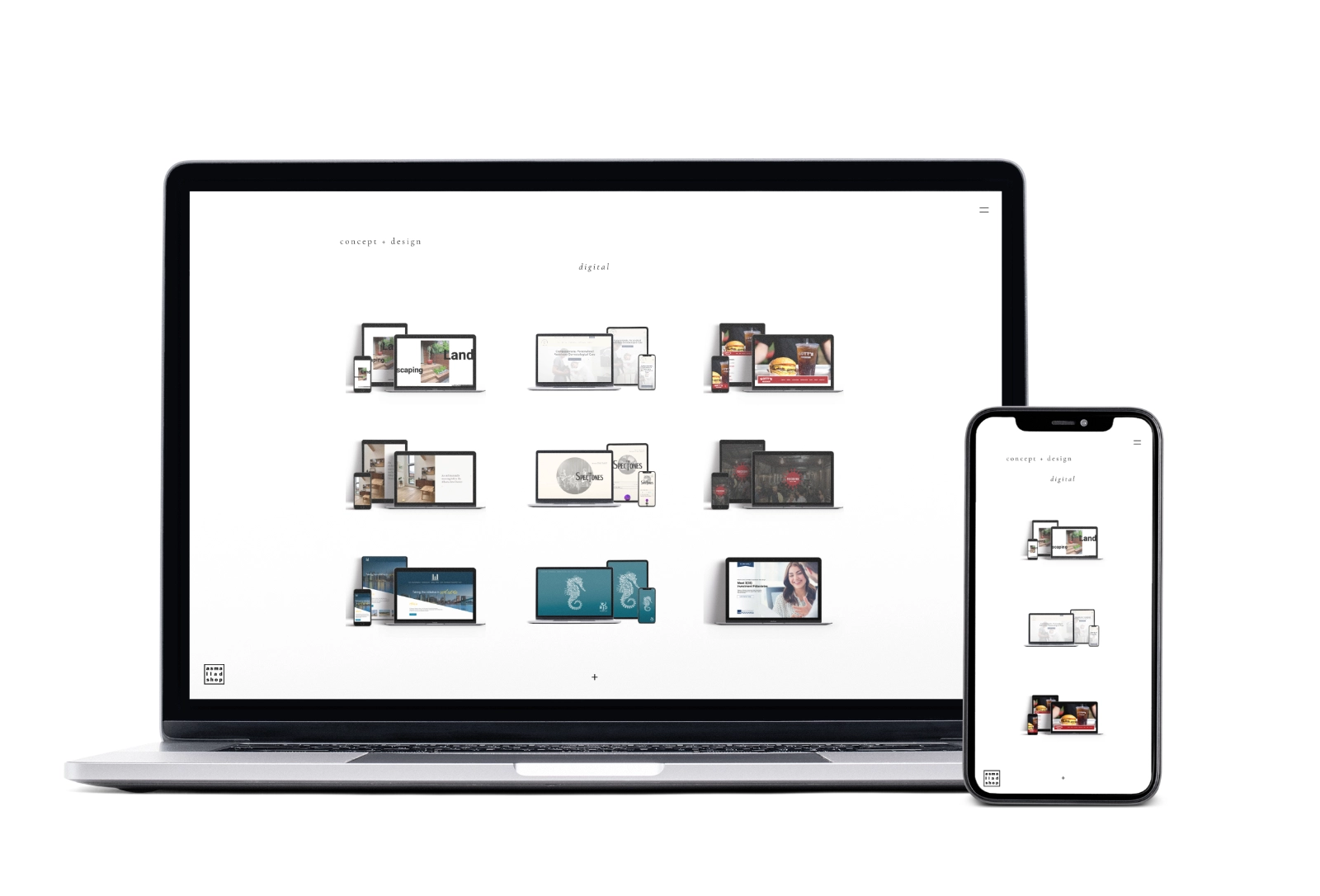 gutenberg web design for a small ad shop