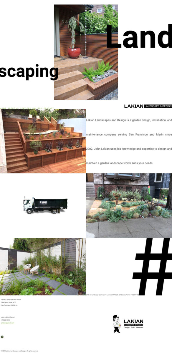 Homepage design for San Francisco landscaping company website