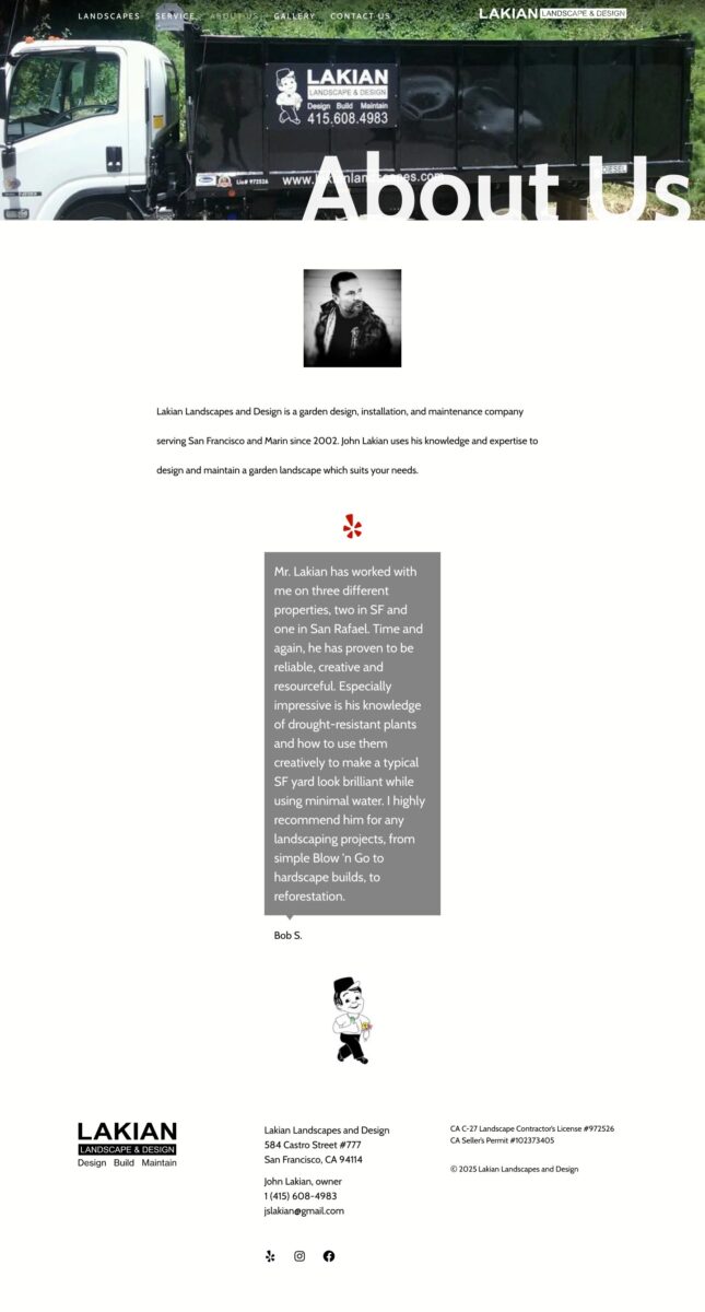 Custom website for Bay Area landscaping company