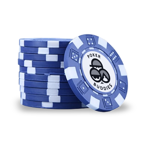 blue poker chips with poker club logo design
