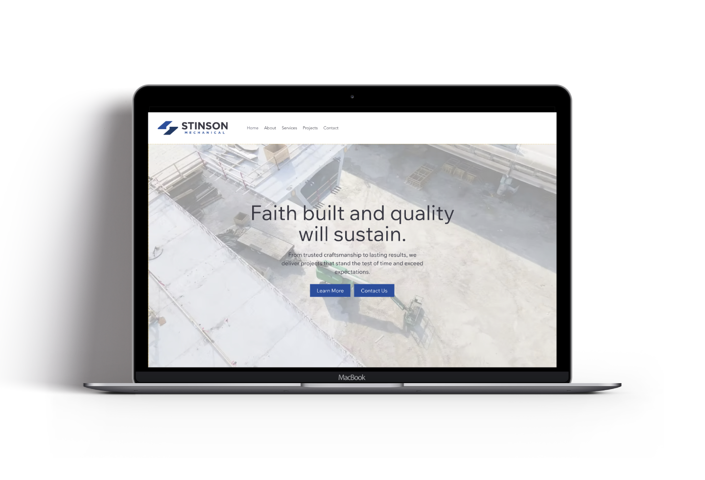 responsive website design for Stinson Mechanical website featuring service overview, bold headings, and clear call-to-action