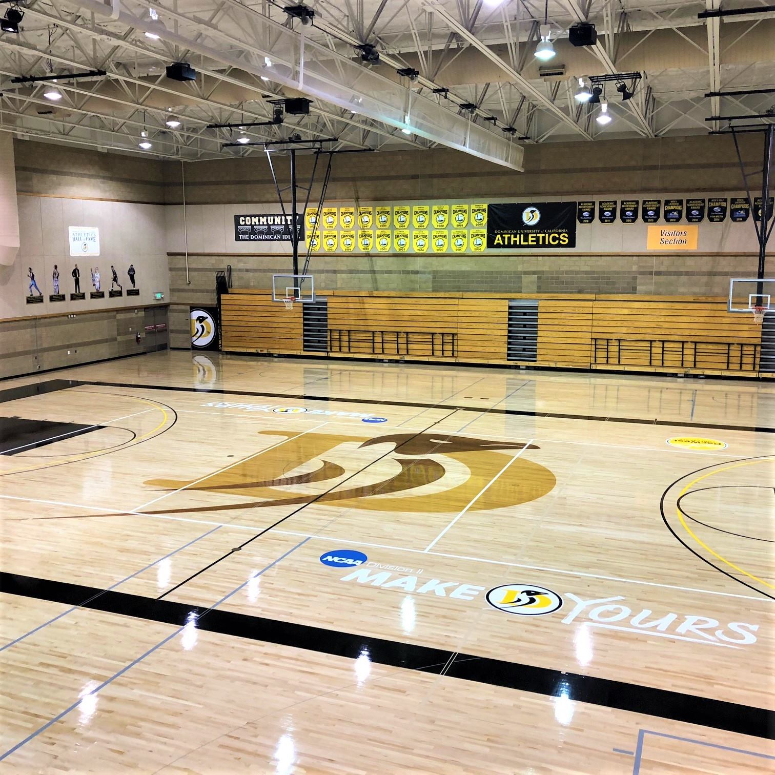 California university basketball floor with logo design